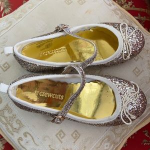 J Crew Little Girls Gold Glitter Ballet Flats- like new